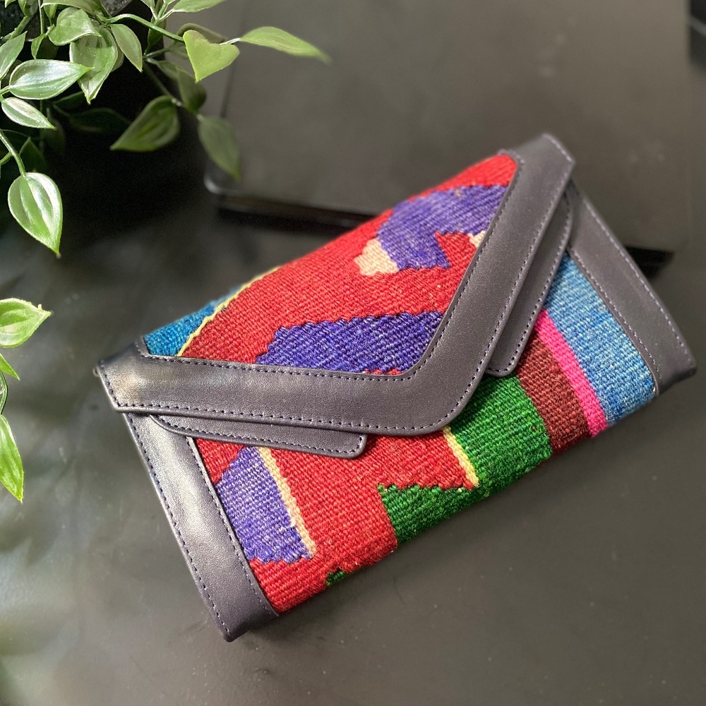 Handmade authentic carpet style purse/ rug design wallet